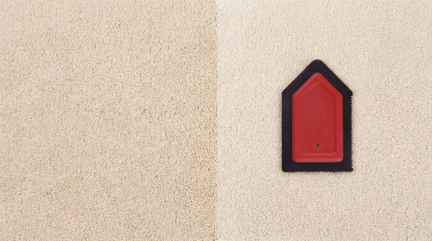 After — the same carpet, fur-free